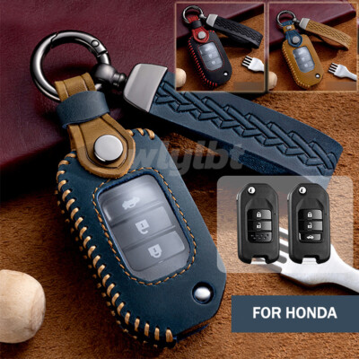 Genuine Leather Car Key Case Cover For Honda Accord Civic CR-V Odyssey Insight  