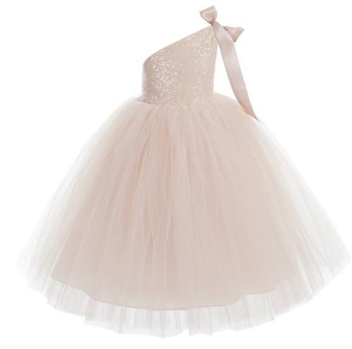 One-Shoulder Sequins Tutu Flower Girl Dress Tutu Dresses Princess Dress Pageant - Picture 31 of 72