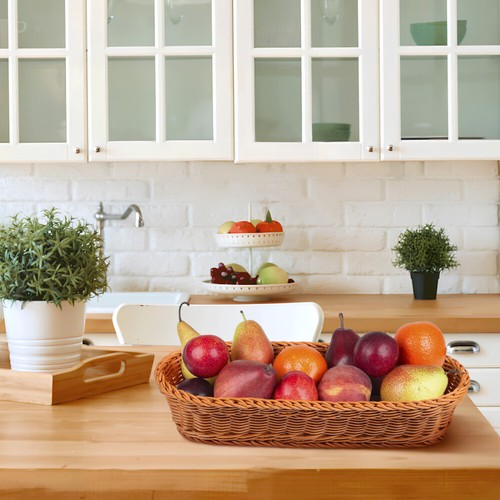 Cestino Pane Tessuto per Servizio Espositore Cesti Vassoio Frutta Cucina Organizer - Foto 2 di 12