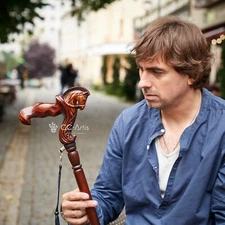 Pegasus Ergonomic Wooden Walking Stick Cane, Comfortable Walking Cane Gift