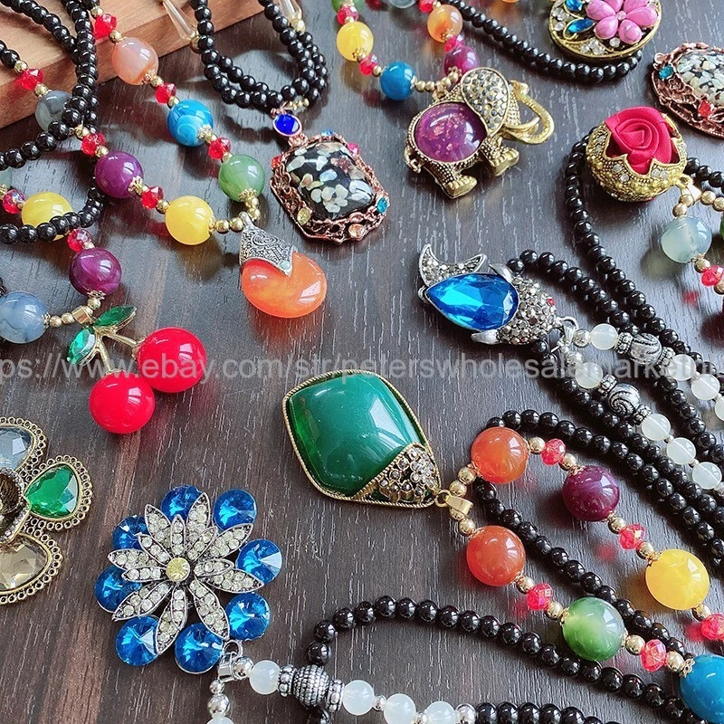 15pcs necklaces wholesale boho retro ethnic beads large chunky pendant