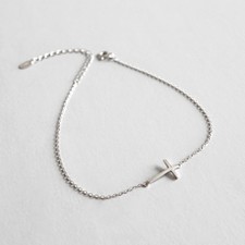 Damen Armband / Fußkettchen Kreuz Sterling Silber 925 Fußkette Armkette