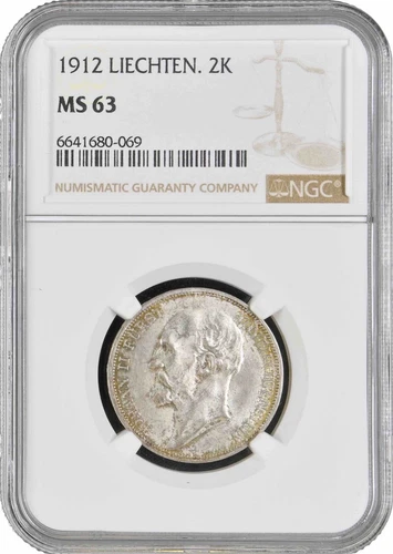 Liechtenstein 2 Crowns 1912, NGC MS63, "Prince John II (1858 - 1929)"