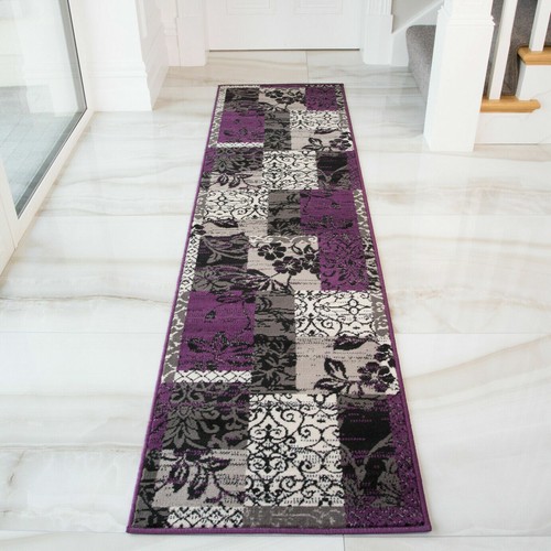 Sale Purple Black Grey Patchwork Floor Soft Living Room Rug Mat - Picture 2 of 14