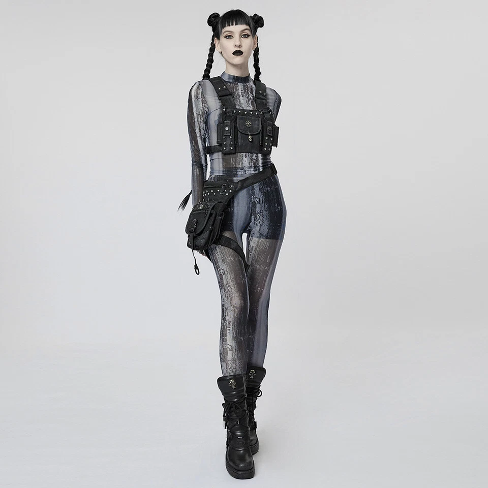 Punk Rave Leggings - Sulphuric Steam Grau Gothic Punk Okkult Alternative - Bild 4 von 4