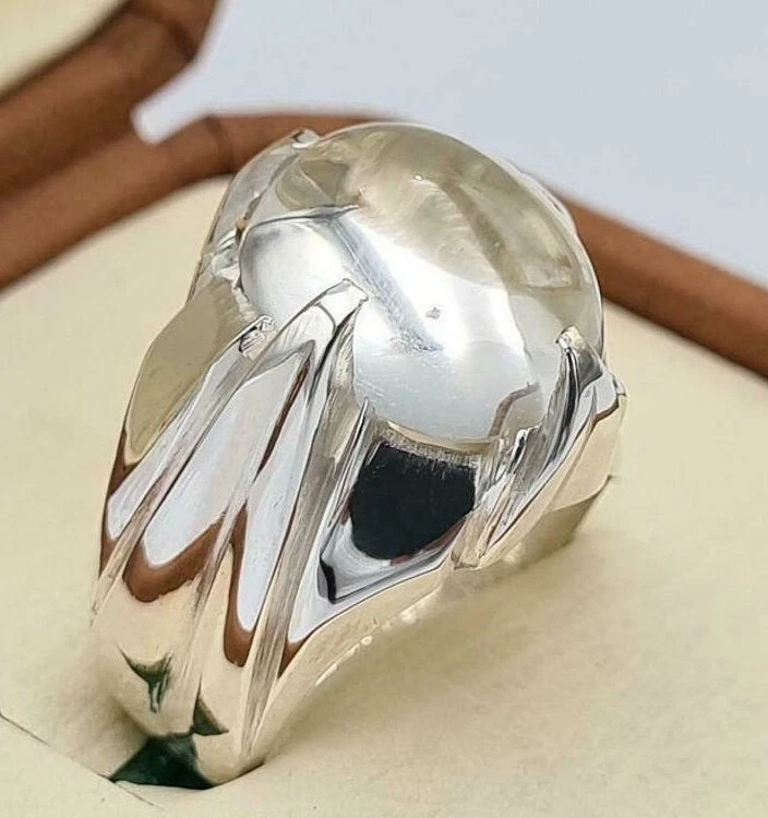 Quartz Ring Natural Najaf Stone Sterling Silver Zodiac Gift For
