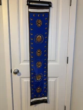 Polisil Crepe Scarf Blue & Brown 52 X 10