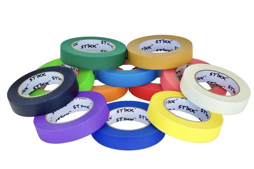 3 pack 1/4" .25 inch x 60yd (6mm x 55m) Thin STIKK Red Painters Masking Tape - Picture 3 of 6