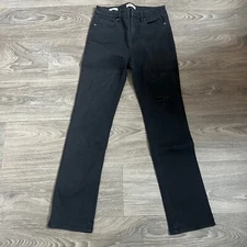 Vigoss Black Wash High Rise Straight Leg Distressed Jeans Size 27