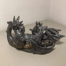 Legendary Black Saurian Armored Dragon Decorative Wine Holder Rack Figurine 12"L
