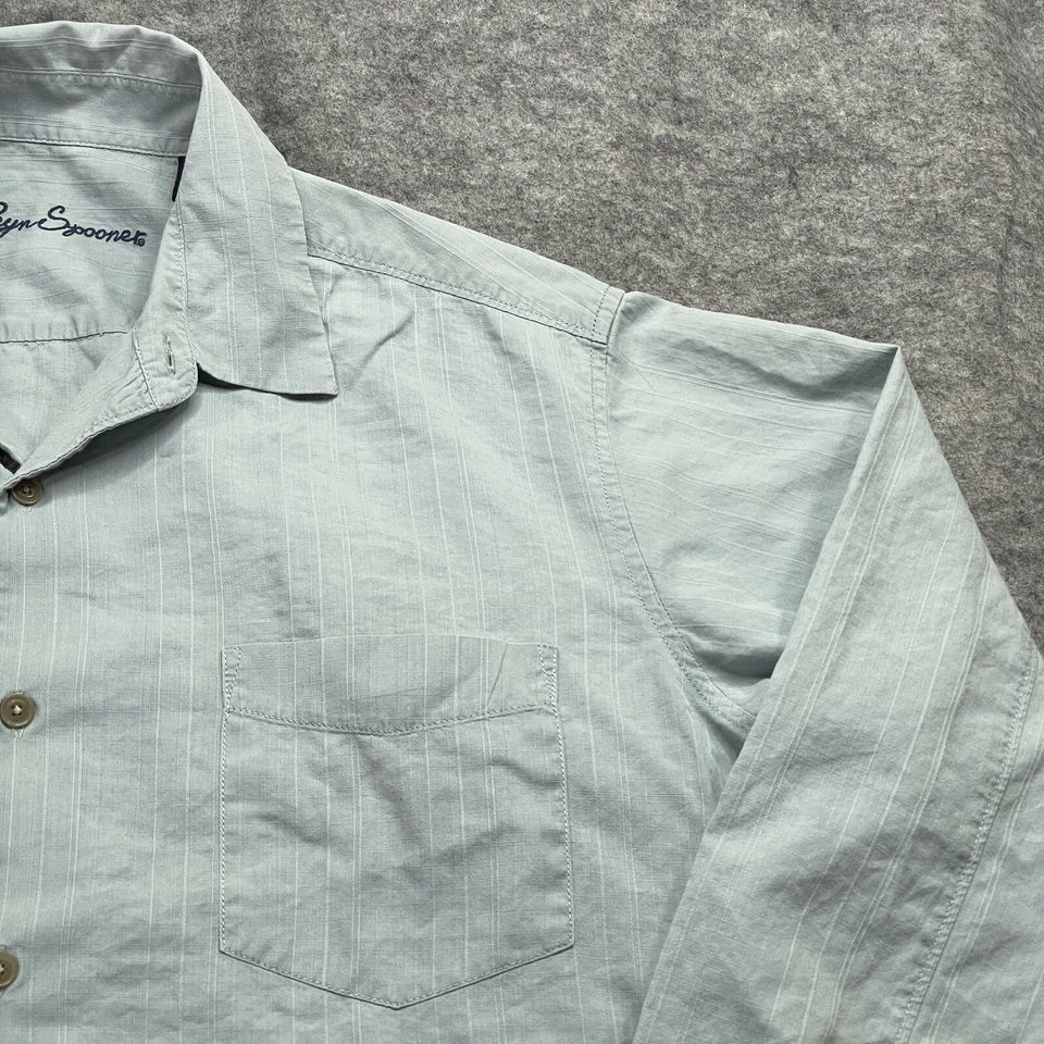 Reyn Spooner Shirt Men M Light Blue Striped Button Up Embroidered Relaxed Fit - Image 3 of 4