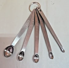 Set of (5) Aluminum Measuring Spoons; Miniature Amounts