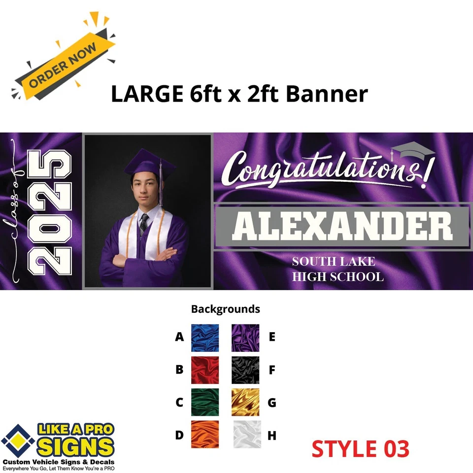 Enorme pancarta de graduación personalizada de 6 pies x 2 pies Foto 4 de 4