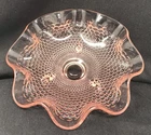VTG FENTON Candy Dish Pink Depression Glass Three-Footed Hobnail Crimped Edge