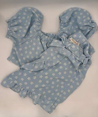 Girls  Sweet Stories Blue Floral Print Matching Skort Set Size 14 (L)