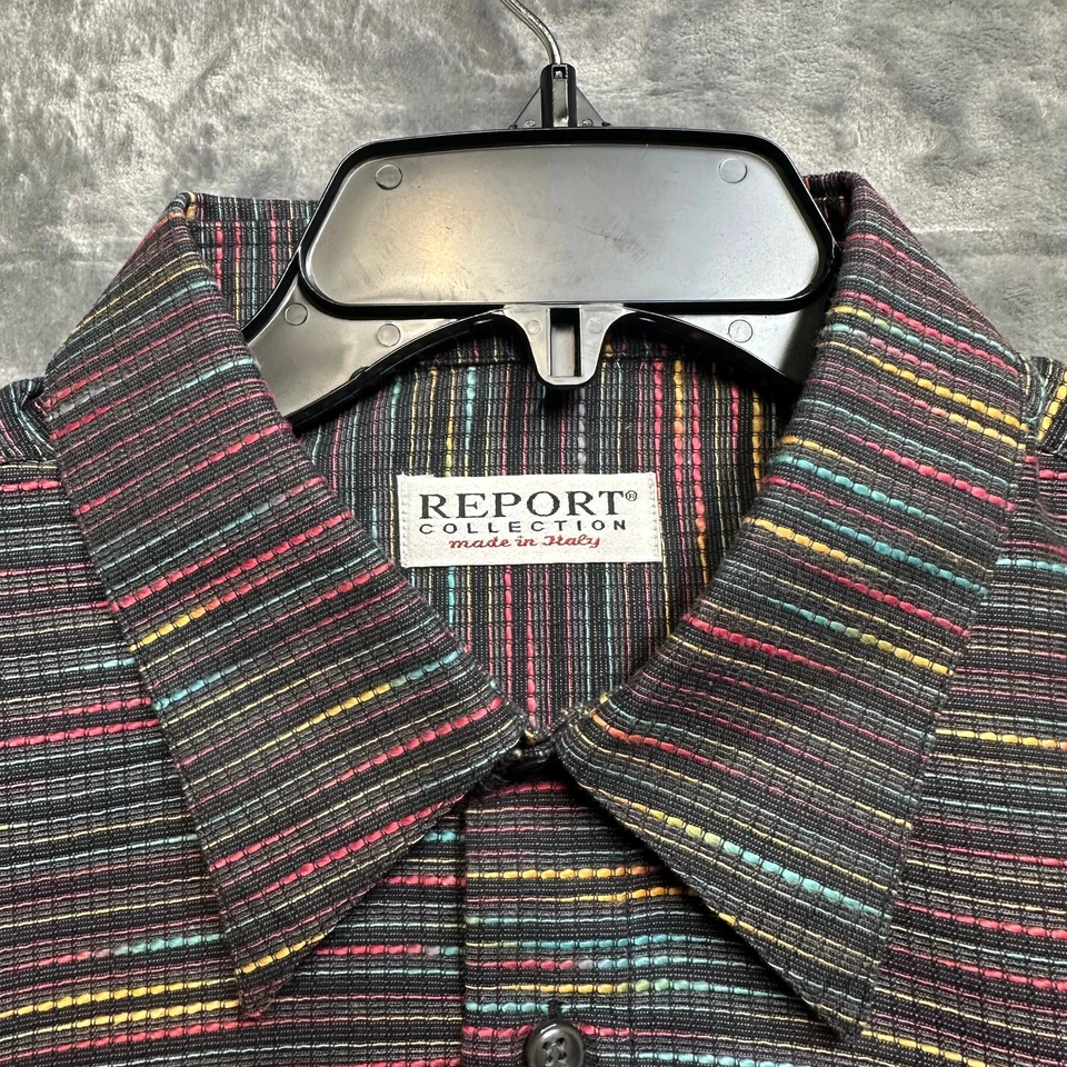 New Report Collection Striped Dress Shirt Men's Size XL Dark Multicolor - Image 4 of 4