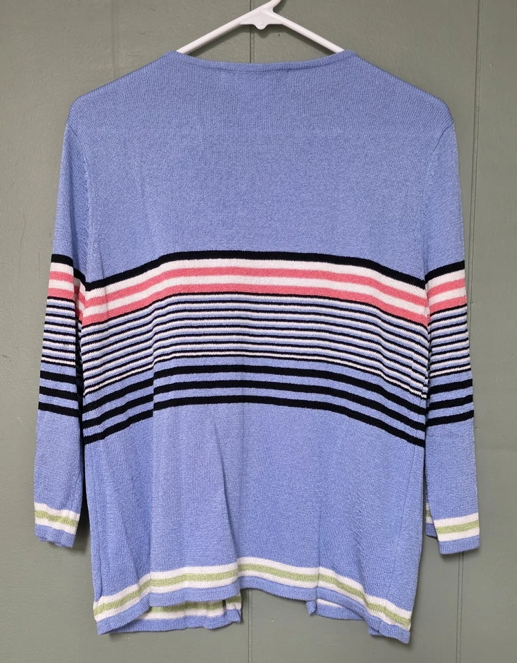 Suéter listrado azul Sag Harbor, tamanho grande - Imagem 2 de 3