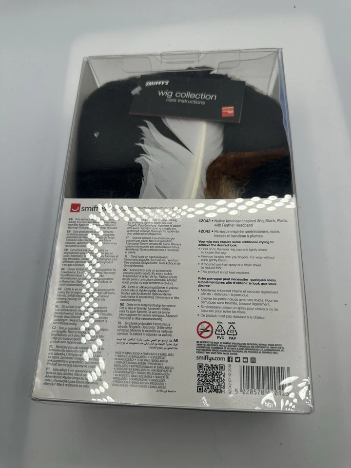 Peluca india nativa negra trenzas adulto mujer smiffys disfraz peluca Foto 2 de 4