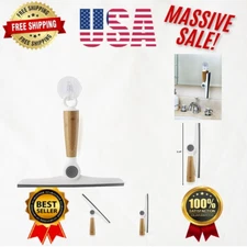 Ergonomic Pivoting Shower Squeegee with Suction Cup - Two Elegant White Pieces