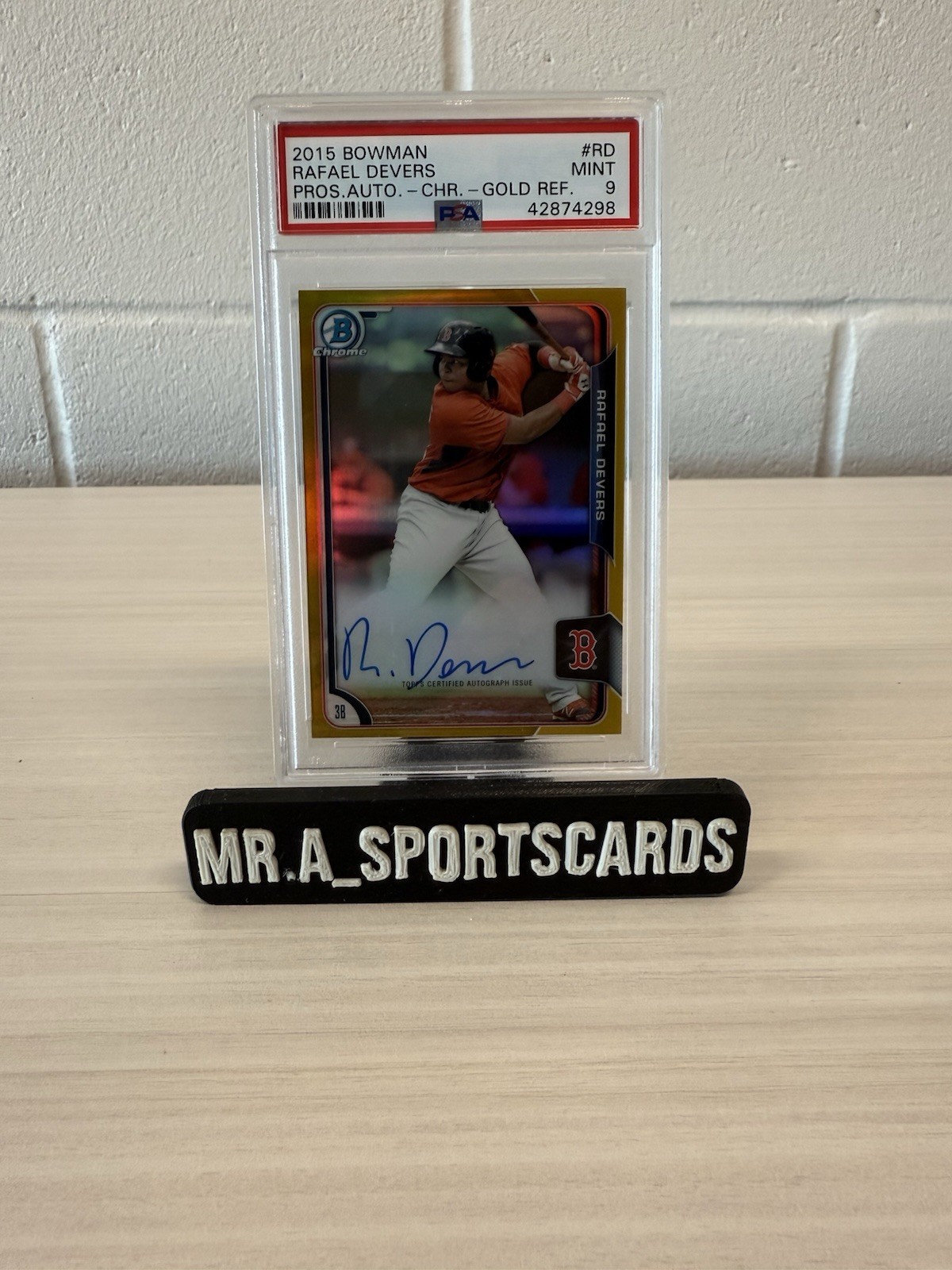 2015 Rafael Devers Bowman Chrome Auto - Gold Ref /50 PSA 9