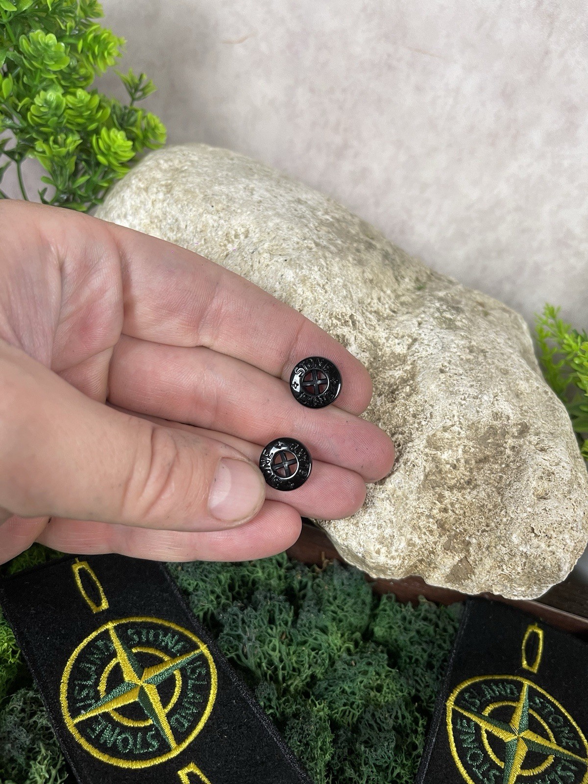 STONE ISLAND Badge +2 Buttons Black Logo Patch Compass thumbnail 4