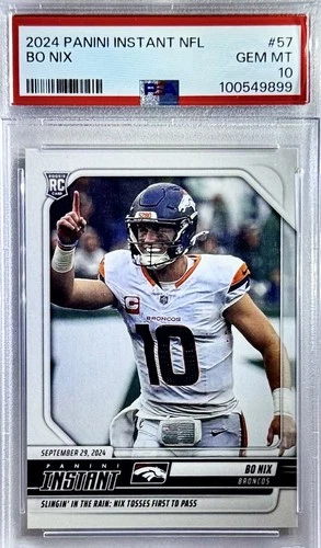 2024 Panini Instant - Bo Nix Rookie Card Denver Broncos 1 of 567 - PSA 10 GEM MT