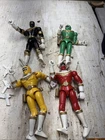 4 Vintage Power Rangers Zeo 8" Red Yellow Black Green Action Figures 1996 Bandai