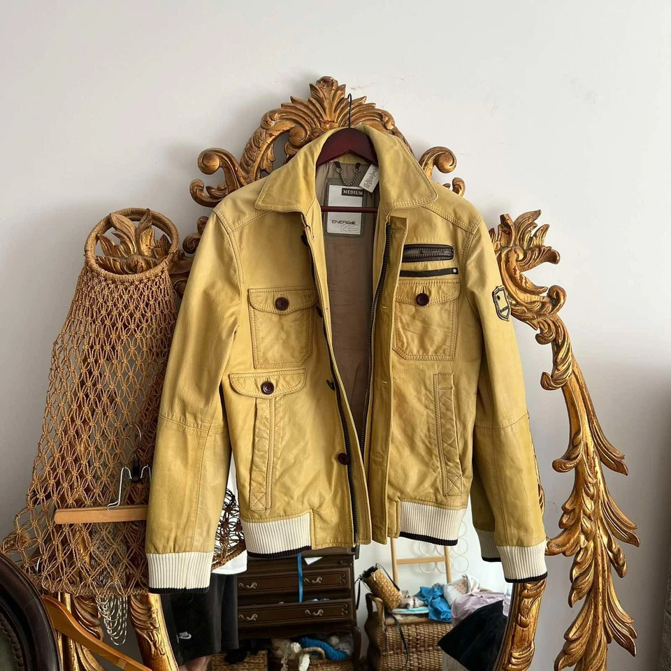 Rare Vintage Energie Sixty 2000s Leather Jacket Sz M - Image 2 of 4