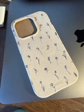 NWT Pela Case iPhone 15 Pro Cream With Blue Florals Compostable