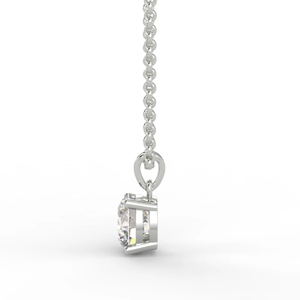 Colgante de diamantes SI2/D de corte redondo de 0,91 quilates de oro blanco de 14 quilates Foto 4 de 4