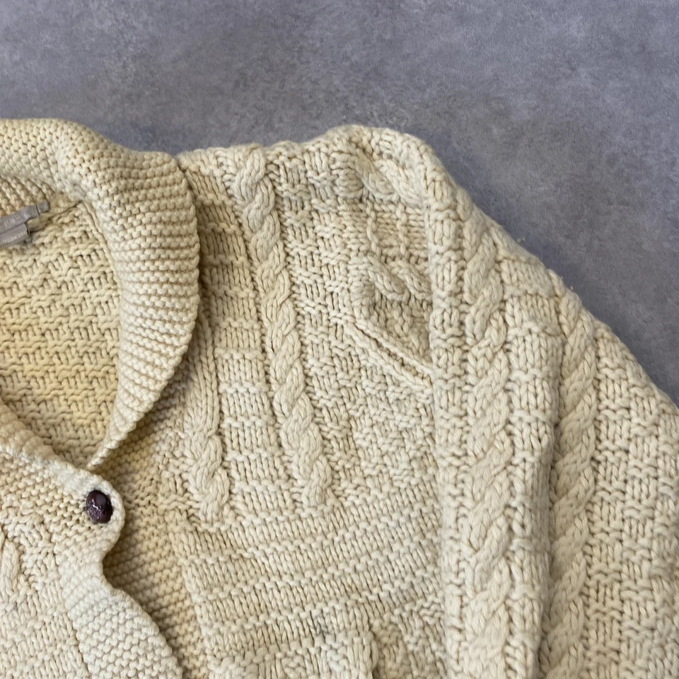 J.CREW Arran Cardigan Womens Large Wool Knit Button Front Sweater, Beige - Image 4 of 4