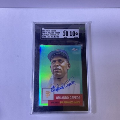 Orlando Cepeda 2022 Topps Chrome Platinum Auto Aqua /150 SGC 10