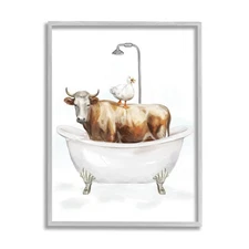 Farm Animals Bathtub Framed Giclee Art by Ziwei Li