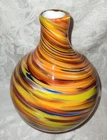 Rare Murano Swirls Art Glass Vase Hand Blown Orange Yellow Blue Cased White 10"