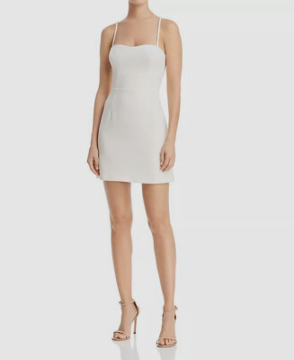 $128 French Connection Women's White Sweetheart Tie-Back A-Line Dress Size 10