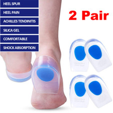 2 Pair Gel Foot Cups Heel Support Spur Insoles Pad Pain Relief Cushion Men Women