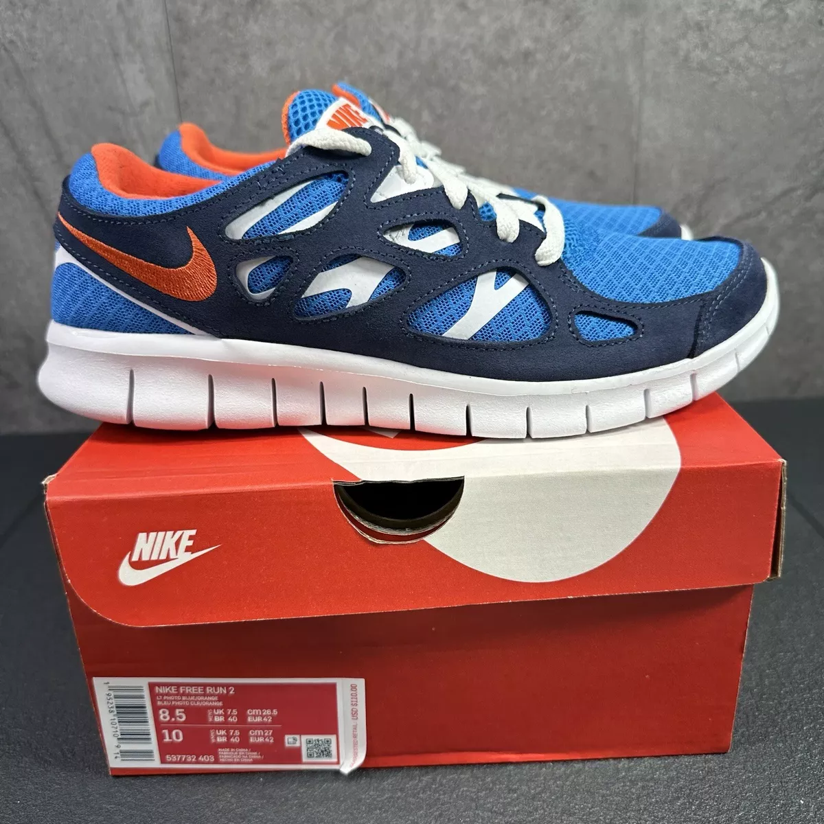 Nike Free Run 2 Size 8.5 Mens Light Photo Blue Orange Shoes