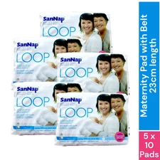 SanNap Loop Postpartum Maternity Pad Sanitary Napkin with Belt 23cm (5 x 10pads)