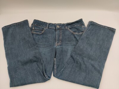 Lee Riders Womens Petite Size 12P Blue Straight Leg Dark Wash Stretch Denim Jean