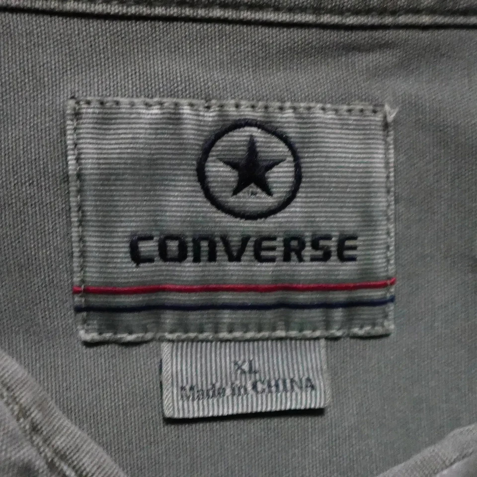 Camisa Converse Chaqueta Cazadora Para Hombre XL Verde Con Botones Solapa Bolsillos Manga Larga Foto 2 de 4
