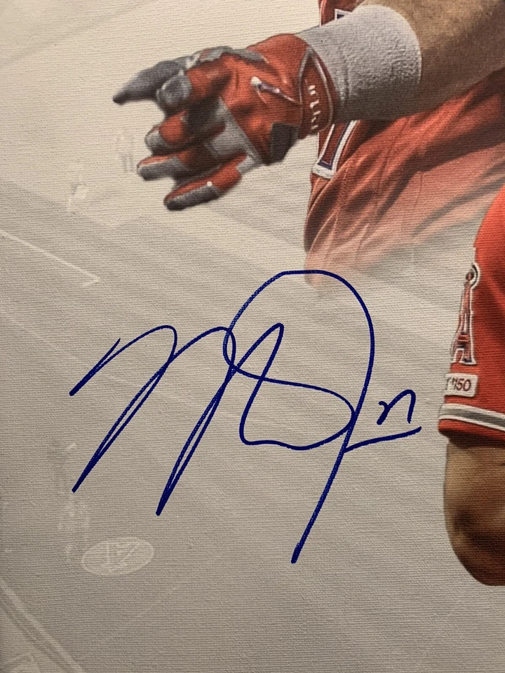 Mike Trout Signed 16x20 Custom Canvas BAS COA LOA Autograph #A40425 LA Angels⚾️ - Image 2 of 4