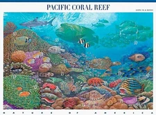 10 Mint PACIFIC CORAL REEF STAMPS Guam, Underwater Marine Life, Snorkeling, Fish