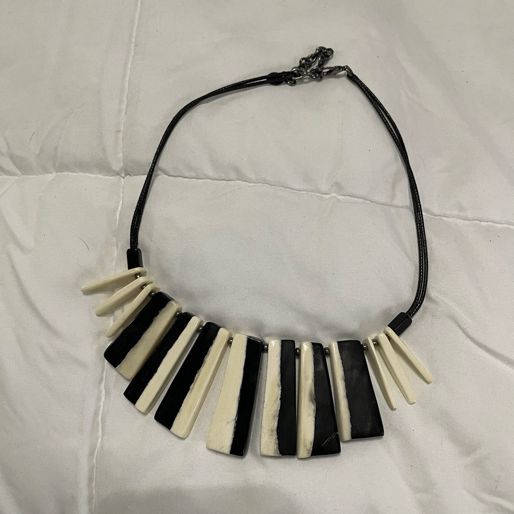 Black White Chunky Statement Necklace - image 3