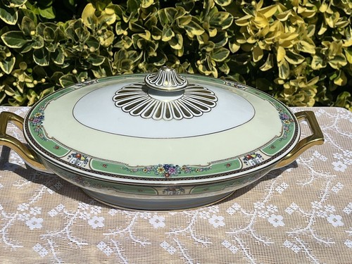 Schöne Thomas Bavaria SMARAGD Muster, längliche Servierschale mit Deckel/Griffen