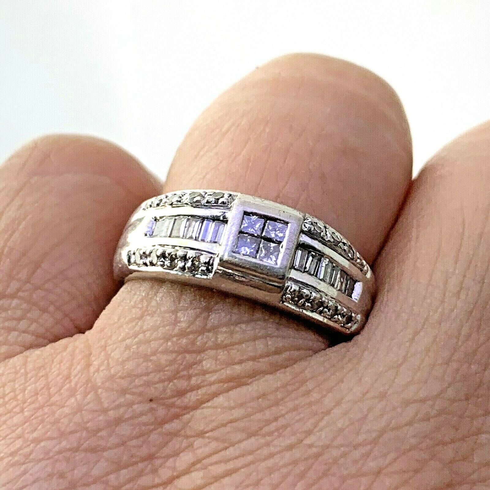 Diamond Stackable Wedding Band Ring in Platinum  … - image 1