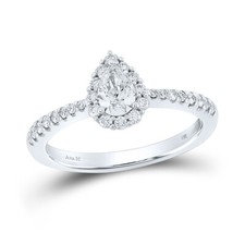 14kt White Gold Pear Diamond Bridal Engagement Ring 3/4 Cttw Certified 