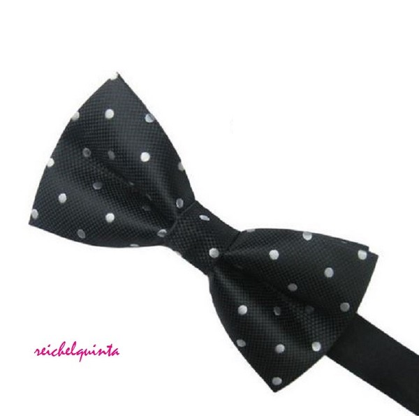 Pajarita negra de lunares puntos hombre boda fiesta bautizo elegante corbata