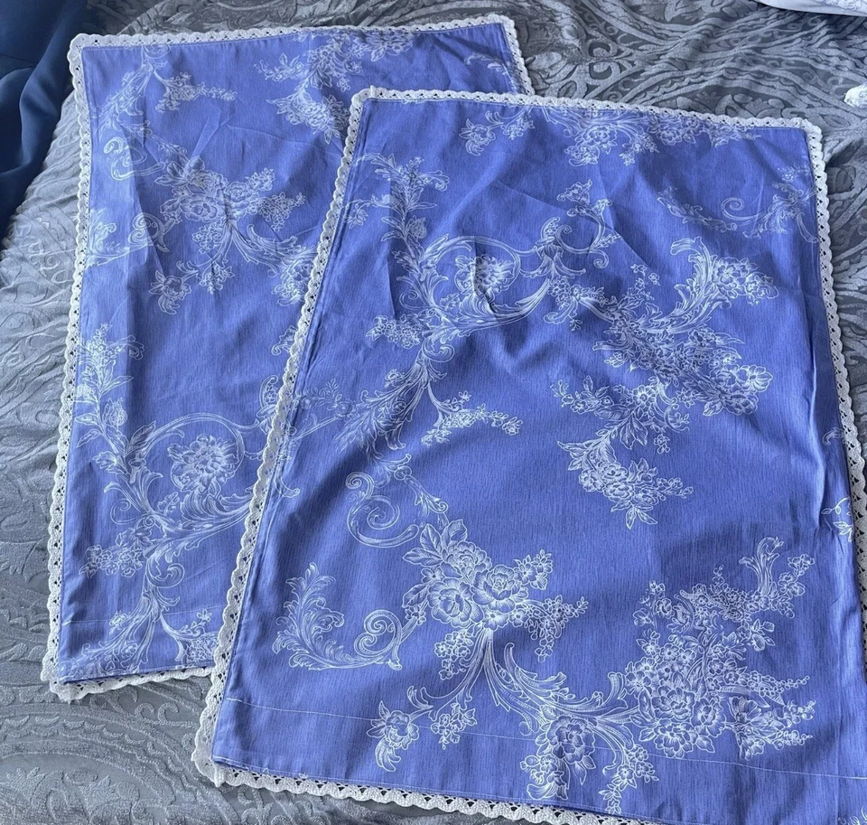 Funda de almohada cuadrada azul y blanca 100 % algodón con cordones laterales nueva sin etiquetas Foto 3 de 3