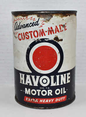 Vintage Quart Havoline Advanced Custom Made Extra Heavy Duty Advertising Oil Can