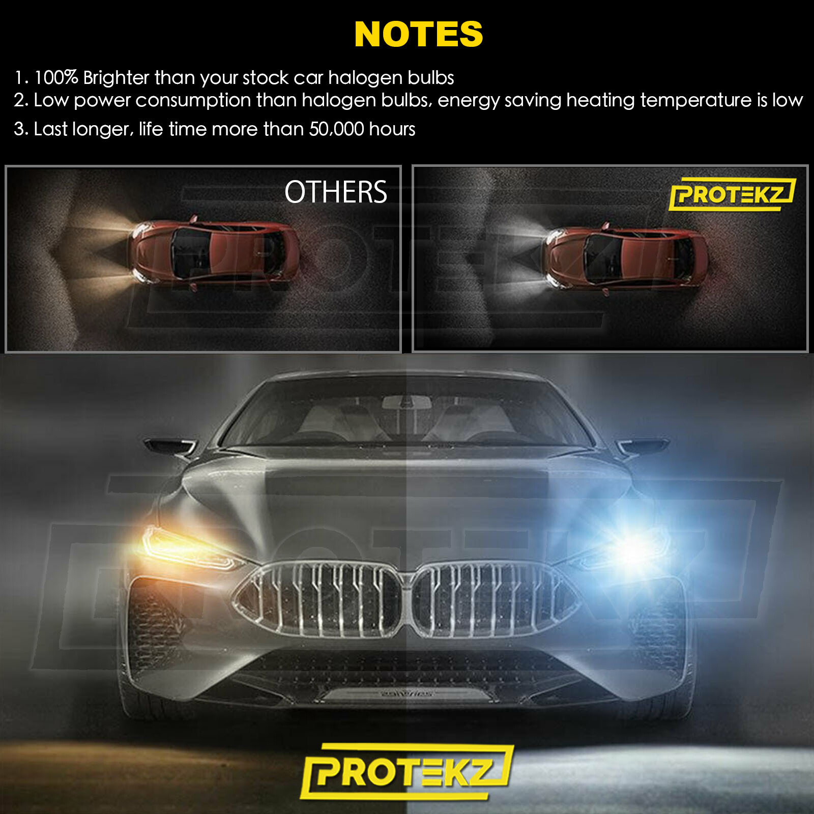 H7 LED Headlight Kit Bulbs 60W 6000K for 20032008 BMW Z4 Low or High
